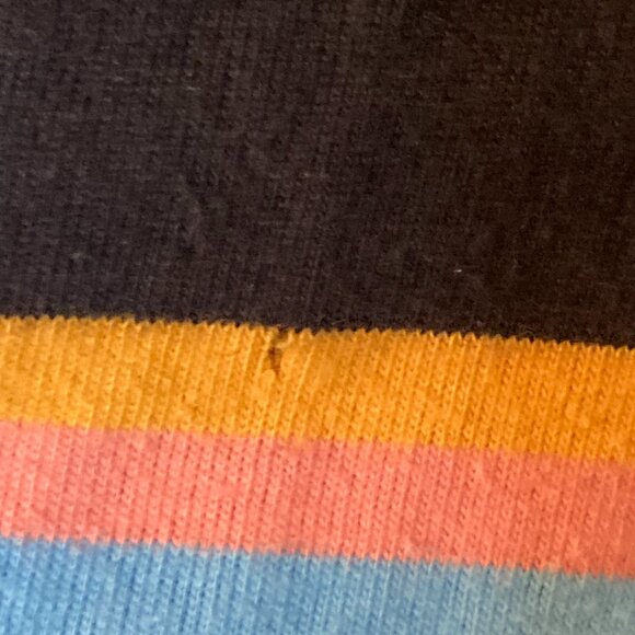 A. Lab Men's Black Daisy Patch/Striped Short Sleeve T Shirt - Size M - Picture 7 of 7